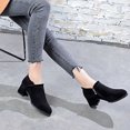 thumbnail image 5 of Jsaierl Womens Ruffled Ankle Boots V Cut Out Pointed Toe Chunky Low Heel Dressy Western Booties, 5 of 5