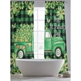 thumbnail image 5 of St. Patrick's Day Sheer Curtains 84 Inch Length 2 Panels Set Window Treatments, Green Shamrocks Truck Black Buffalo Plaid Rod Pocket Semi Curtains for Living Room/Bedroom/Kitchen Décor, 104"W x 84"L, 5 of 7