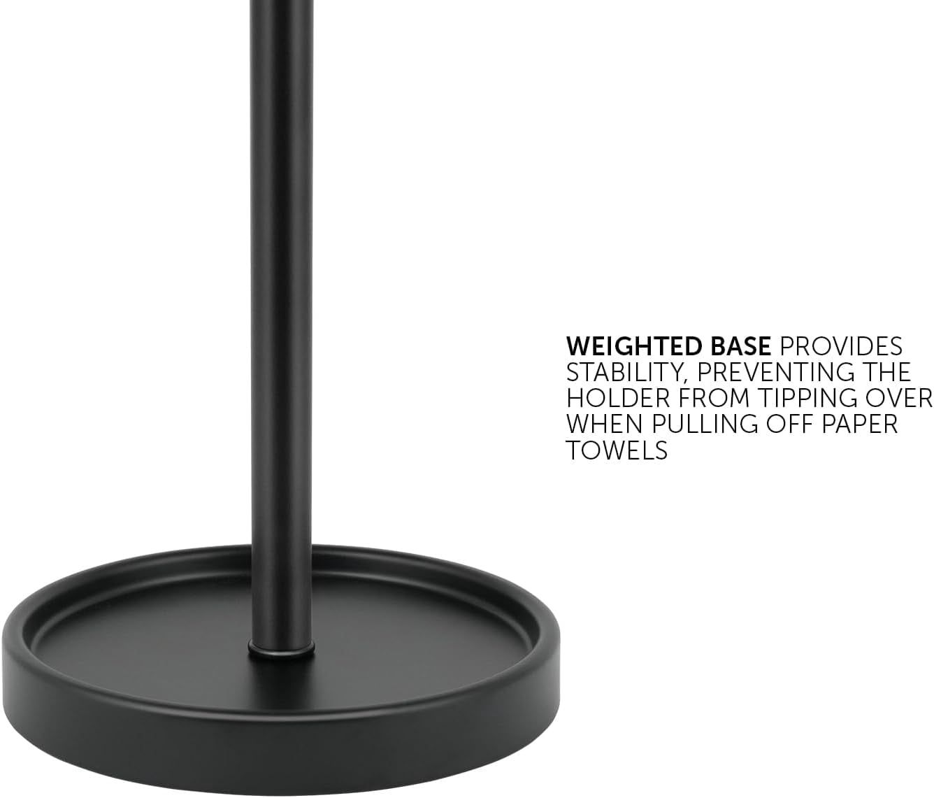 Countertop Paper Towel Holder - Modern Knurling End Cap Minimalist Design - Fits All Paper Towel Roll Sizes - Color Black