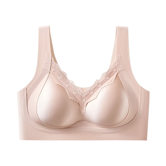 XUNKUSGA Bras for Women No Underwire Seamless Lift Full Coverage Push Up Bralettes for Women Comfortable High Support V Lace Women Bras with Wide Straps M-2XL