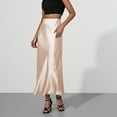thumbnail image 3 of Women's Satin Long Maxi Skirt Hidden Elasticized Waistband Skirts Casual Elegant A Line Silk Skirts for Wedding Party Work, 3 of 5