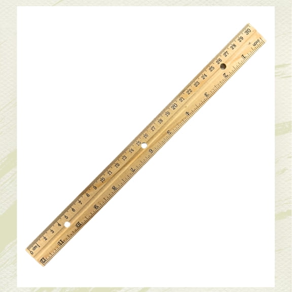 School Supply Boxes | 12" Wooden Ruler with 3-Ring Binder Holes | 10 Pack | Durable Classroom and Office Supplies