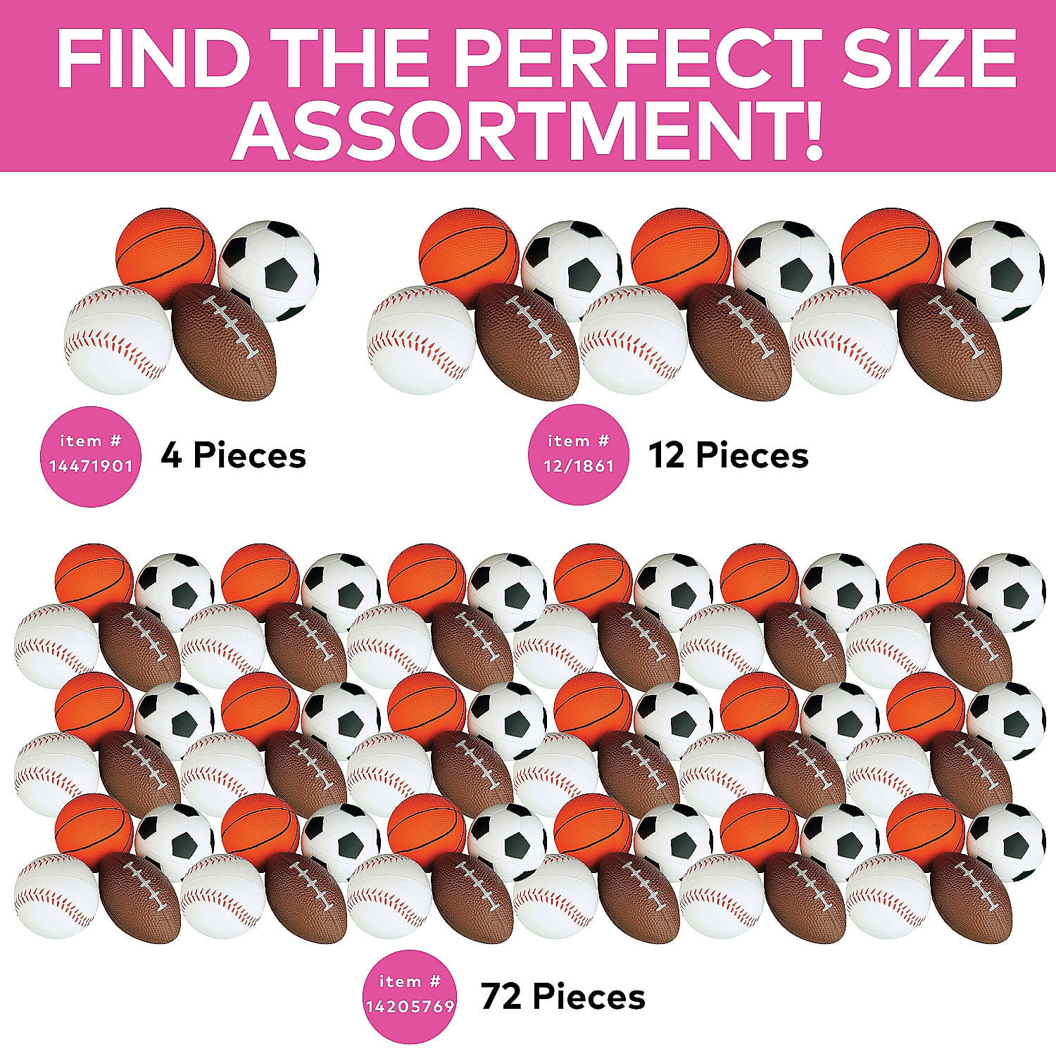 Realistic Sport Stress Balls Bulk 72 Pc