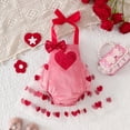 thumbnail image 2 of Okbabeha Baby Girl Valentines Day Outfits Halter Sleeveless Romper Dress Heart Print  one-piece  Bodysuit with Tutu Tulle Skirt Hem, 2 of 7
