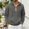thumbnail image 1 of MHFRRA Sudadera con Capucha, Cuello Alto, Media Cremallera y Forro, Manga Larga, Térmica, Cálida, Deportiva, para Exteriores, Informal, Ajuste Cómodo Gris, 1 of 8