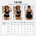 thumbnail image 5 of SHEWIN Women Plus Size Bikini Sets Two Piece Tummy Control Swimsuits V Neck Color Block High Waisted Bathing Suits Black 3X, 5 of 9