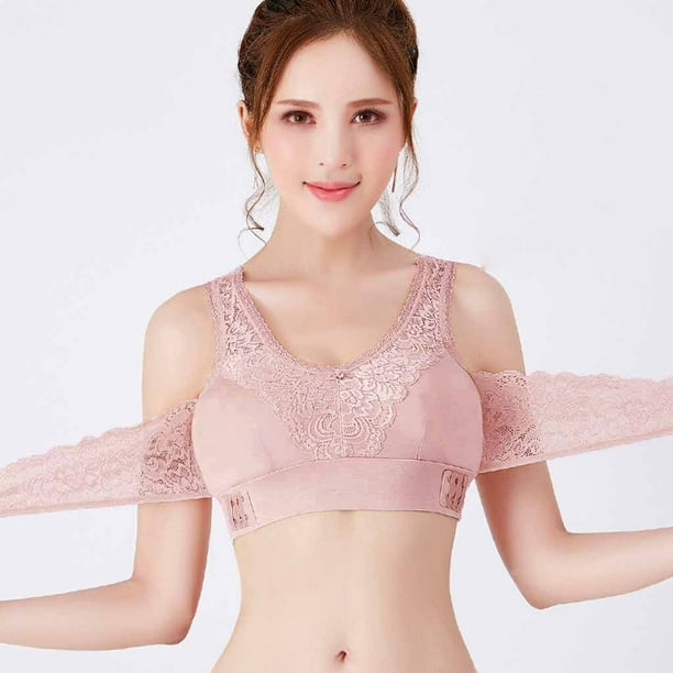 Sexy Front Cross Side Buckle Wireless Lace Bra Breathable For