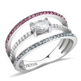 thumbnail image 1 of Alamode DA386-7 Bague en Acier Inoxydable Poli pour Femmes avec Grade AAA CZ en Multi Couleur - Taille 7, 1 of 1