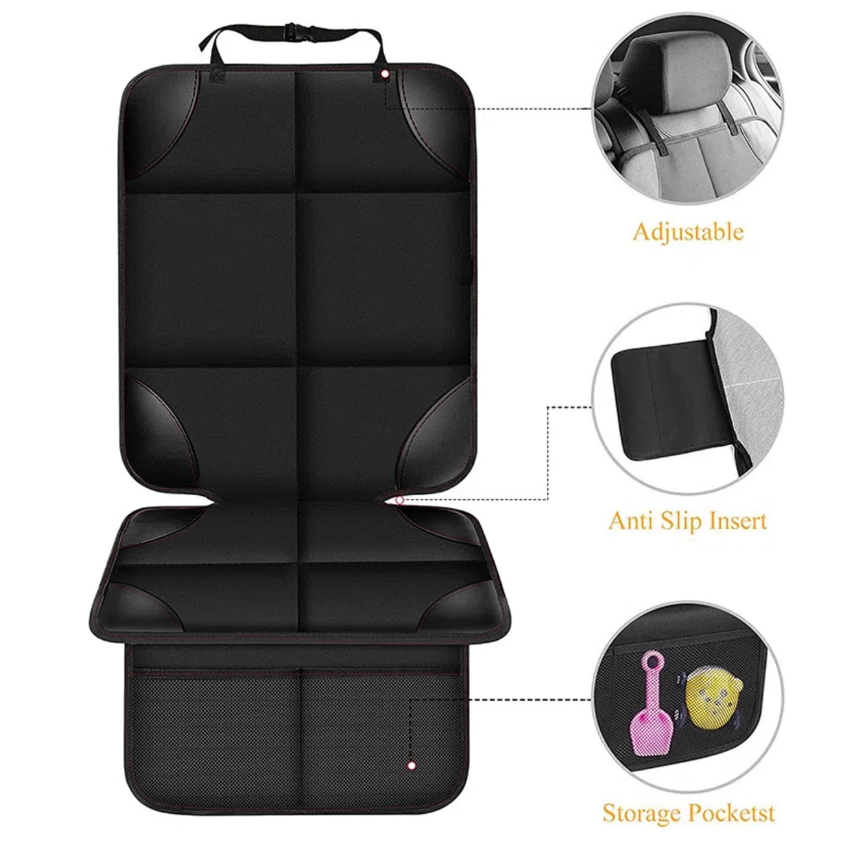 Byseng Car Seat Protector 2 Pack, Durable 600D Fabric Waterproof Car Seat Cover for Child Car Seat with Thick Pad Non-Slip Backing