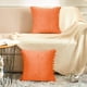 thumbnail image 5 of Paquete de 2 fundas de almohada decorativas de terciopelo con pompones, suaves y lisas, cuadradas, para decoración de cojines, color naranja, 20 x 20 pulgadas, 5 of 6