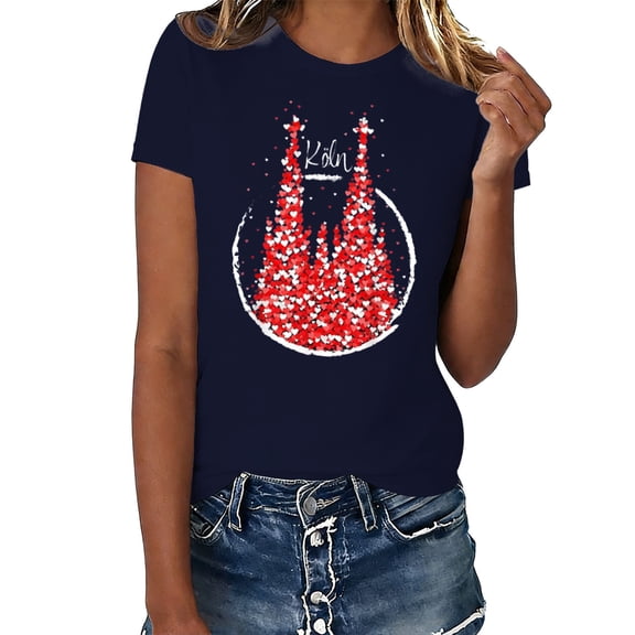 DHFJKG Carnival T Shirts For Women Short Sleeve Graphic Tee Festive Celebration Top Comfortable Casual Shirt For Ladies Summer Stylish Tops