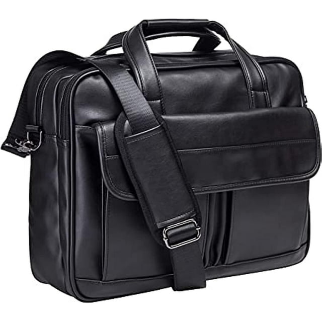 Men’s Leather Messenger Bag 17.3 Inch Laptop Briefcase Business Shoulder Satchel Handbag Fits 16 Inch Computer (Coffee/Black)