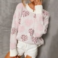 thumbnail image 7 of Jjayotai Women's Cute Aesthetic Heart Cream Sweaters, Trendy Fall Pullover, Crewneck Long Sleeve Soft Knitted Sweater Top Pink XL, 7 of 7