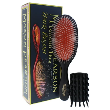 Mason Pearson Handy Nylon Brush - N3 Dark Ruby - 2 Pc Hair Brush and Cleaning (Best Way To Clean Hair Brushes)