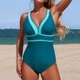 thumbnail image 6 of HNMKIU One-Piece Swimsuit Casual V-Neck Full Back Coverage One-Piece Bathing Suit for Women Light Blue,S, 6 of 6