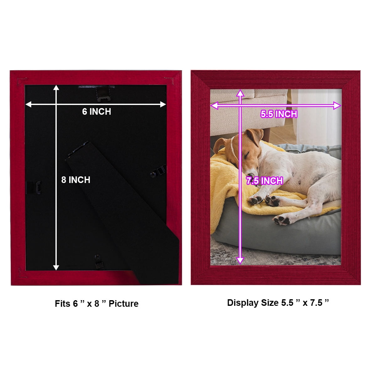 Grooved 6 in. x 8 in. Red Picture Frame Set (Set of 4)