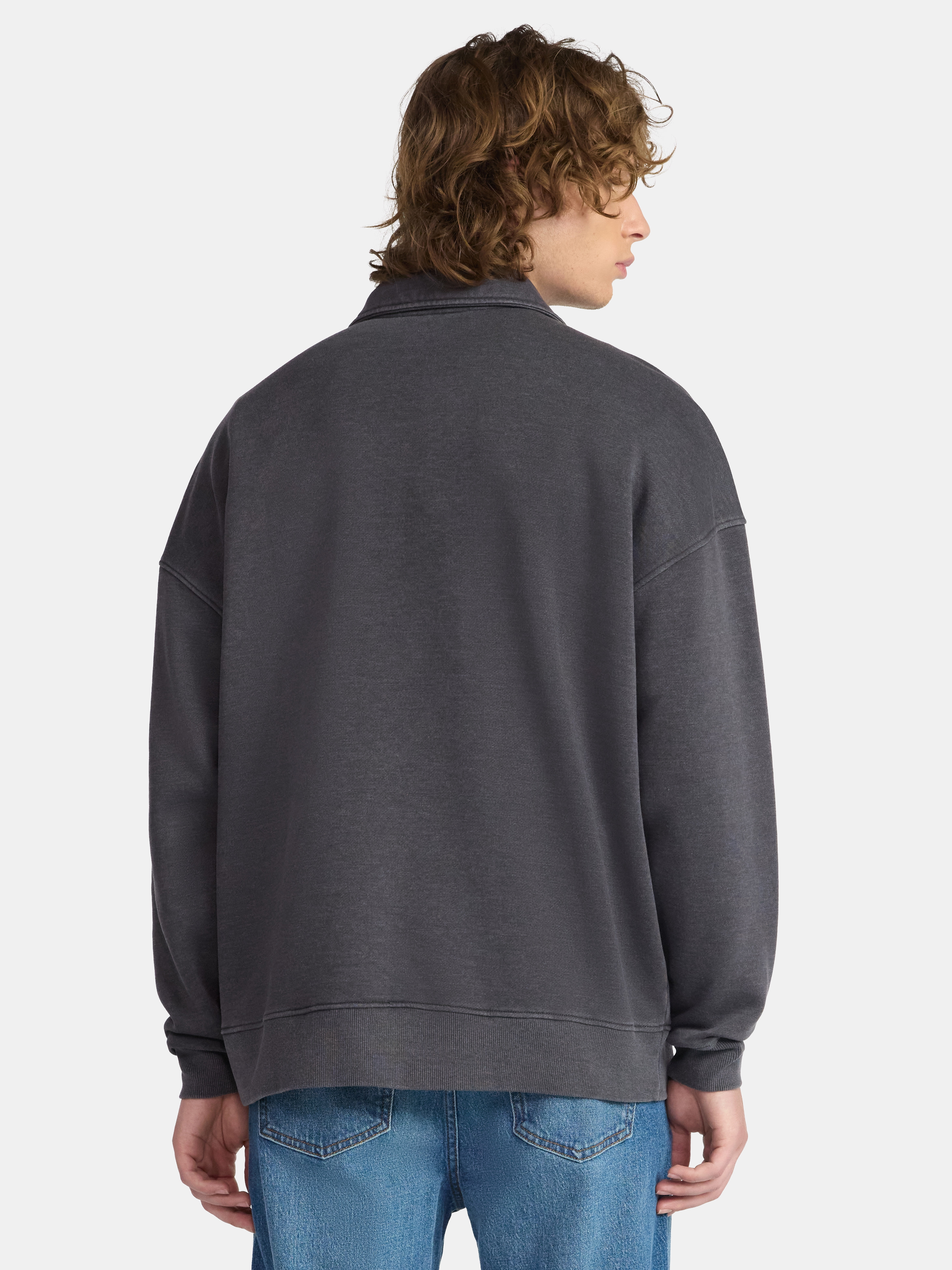 No Boundaries Oversized Quarter Zip Pullover with Long Sleeves, Men's & Big Men's