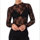 thumbnail image 2 of Blusa de de Larga para Mujer con Cuello Alto Transparente Flores Negras S, 2 of 9