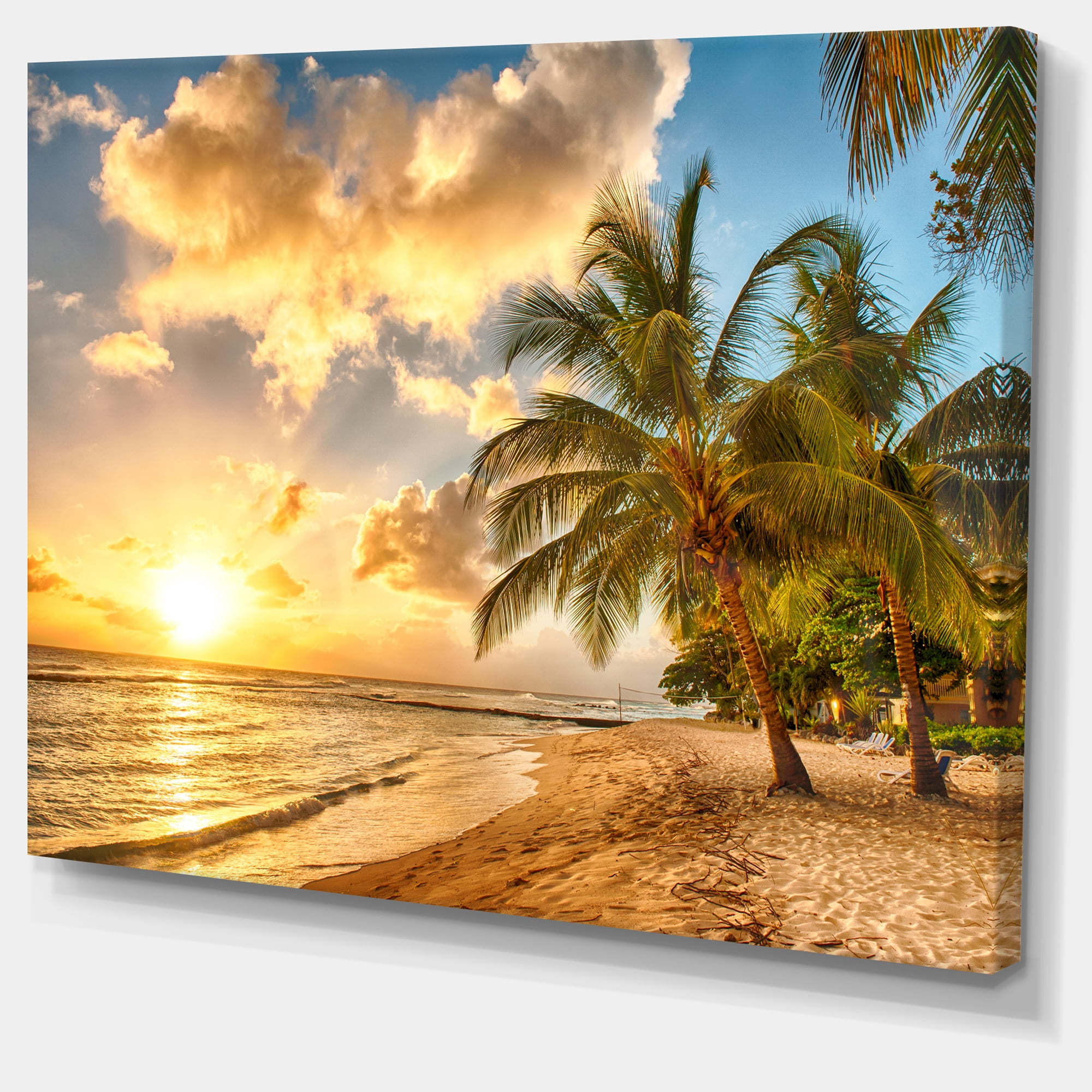 Designart 'Gorgeous Beach of Island Barbados ' Modern Seascape Canvas Artwork