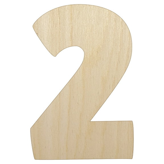 Number 2 Two Fun Bold Font Wood Shape Unfinished Piece Cutout Craft DIY Projects - 4.70 Inch Size - 1/8 Inch Thick