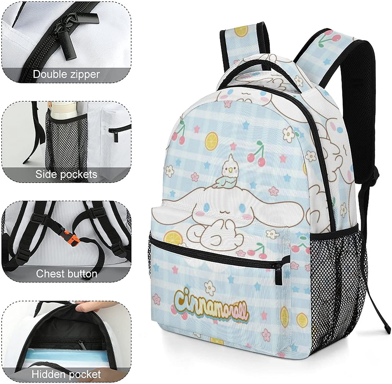 Cool Unisex Lightweight Cinnamoroll Polyester School Backpack