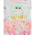 thumbnail image 4 of STAR WARS Baby Yoda Newborn Baby Girl Long Sleeve Bodysuit with Tutu and Headband Grey/Pink/Green, 18 Months, 4 of 6