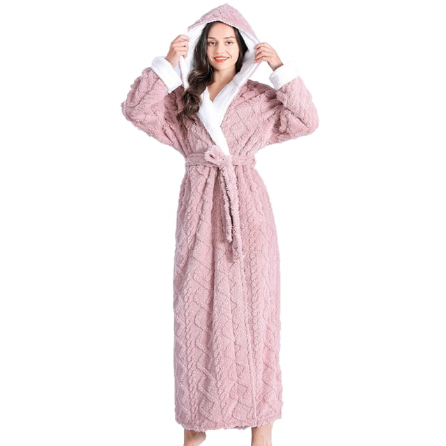 Rbaofujie Chemises de Nuit à Manches Longues pour Femmes, Robe de Nuit Chaude d'Hiver pour Couples, Peignoir pour Hommes et Femmes, Ensembles de Pyjamas pour Dames