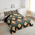 thumbnail image 3 of jejeloiu Ancient Bohemian Aztec Full Size Comforter Sets,Rustic Western Tribal Bedding Comforter Set,Green Brown Red Bedding Sets For Adults,Microfiber Bedroom Decor Reversible,3pcs, 3 of 8
