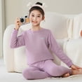 thumbnail image 4 of Cethrio Girls Thermal Pajama Sets, Slim Fit Long Sleeve Comfy Cotton Girls' Sleepwear Purple Size 6, 4 of 7