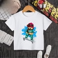 thumbnail image 3 of Camiseta de algodón 100 % con estampado de oso y patineta creativa de verano para niños y niñas, cómoda camiseta informal de manga corta para adolescentes, camiseta de algodón, 3 of 5