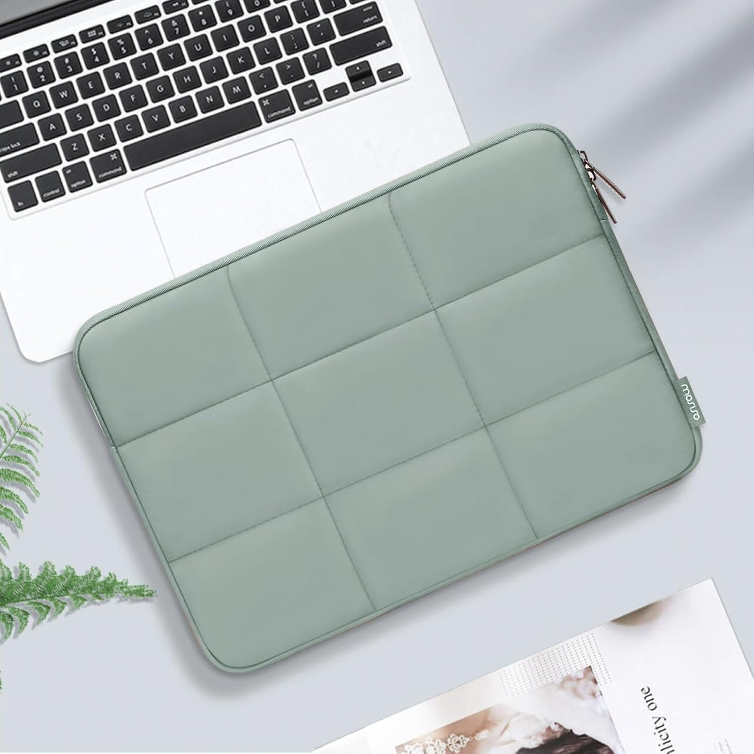 MOSISO 13-14 inch Laptop Case, 13.3 inch Puffy Laptop Sleeve Compatible with MacBook Air 13 13.3 13.6/Pro 13/14, HP, Dell, ASUS, Lenovo, Rectangle Quilted Puffer Computer Bag for Women
