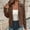 #0488-Brown, variant on Womens Jacket Long Sleeve Lapel Solid Multi Zipper Pockets Quilted Moto Jacket with Decorative Buttons Casual Edgy for Street
