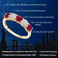 thumbnail image 2 of Gem Stone King 18K Yellow Gold Plated Silver Red Created Ruby and Moissanite Wedding Band Ring for Women (1.07 Cttw, Round 3.5MM, Gemstone July Birthstone, Size 6), 2 of 5