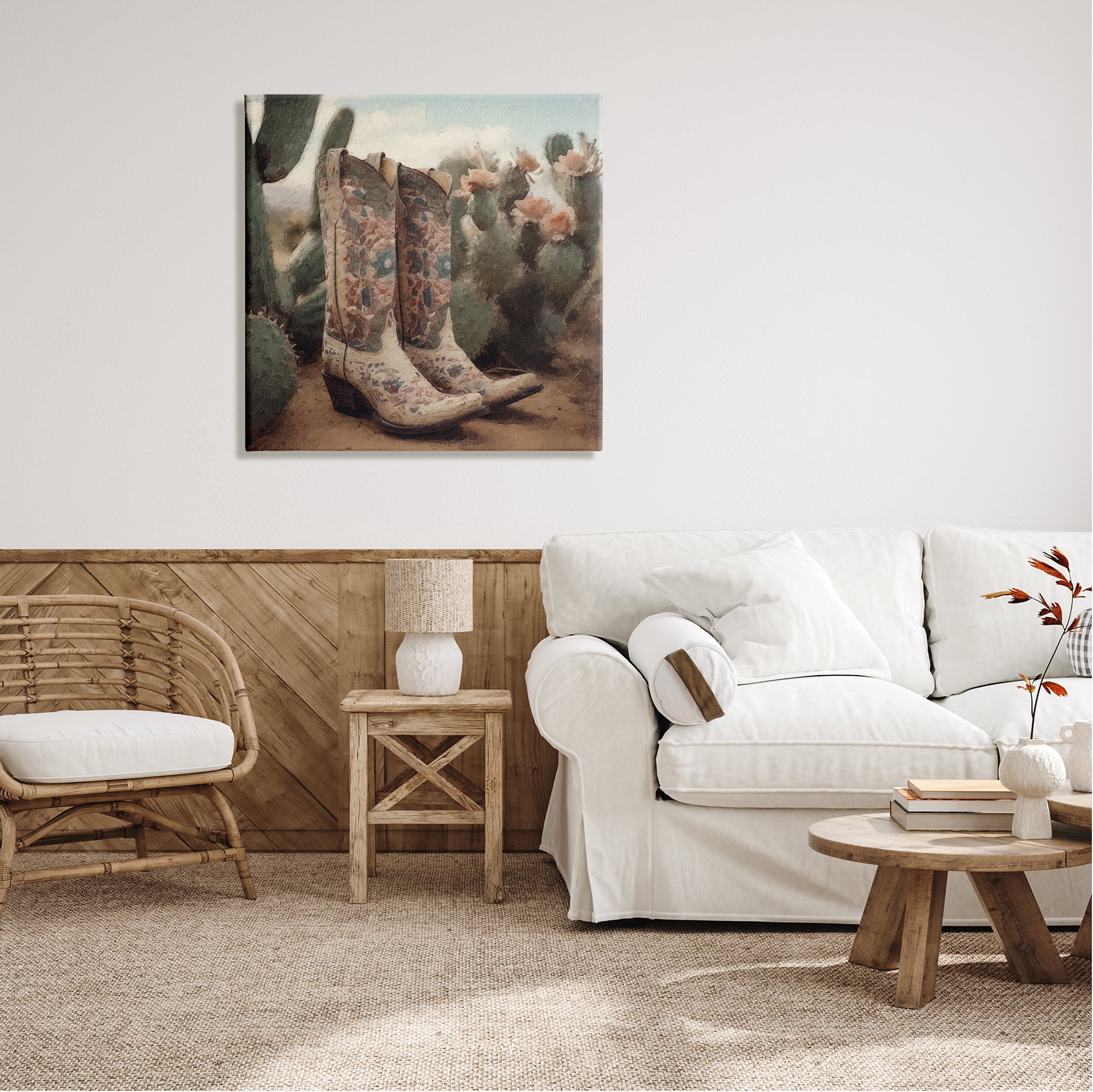 Stupell Industries Cowboy Boots & Cactus Beauty & Fashion Painting Gallery Wrapped Canvas Print Wall Art, 30 x 30