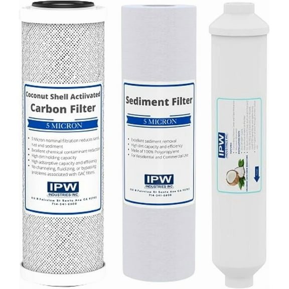 IPW Industries Inc. | PC4 Reverse Osmosis Water Filter Replacement Kit - Carbon Block, Sediment, Inline GAC Cartridges for Effective Water Filtration