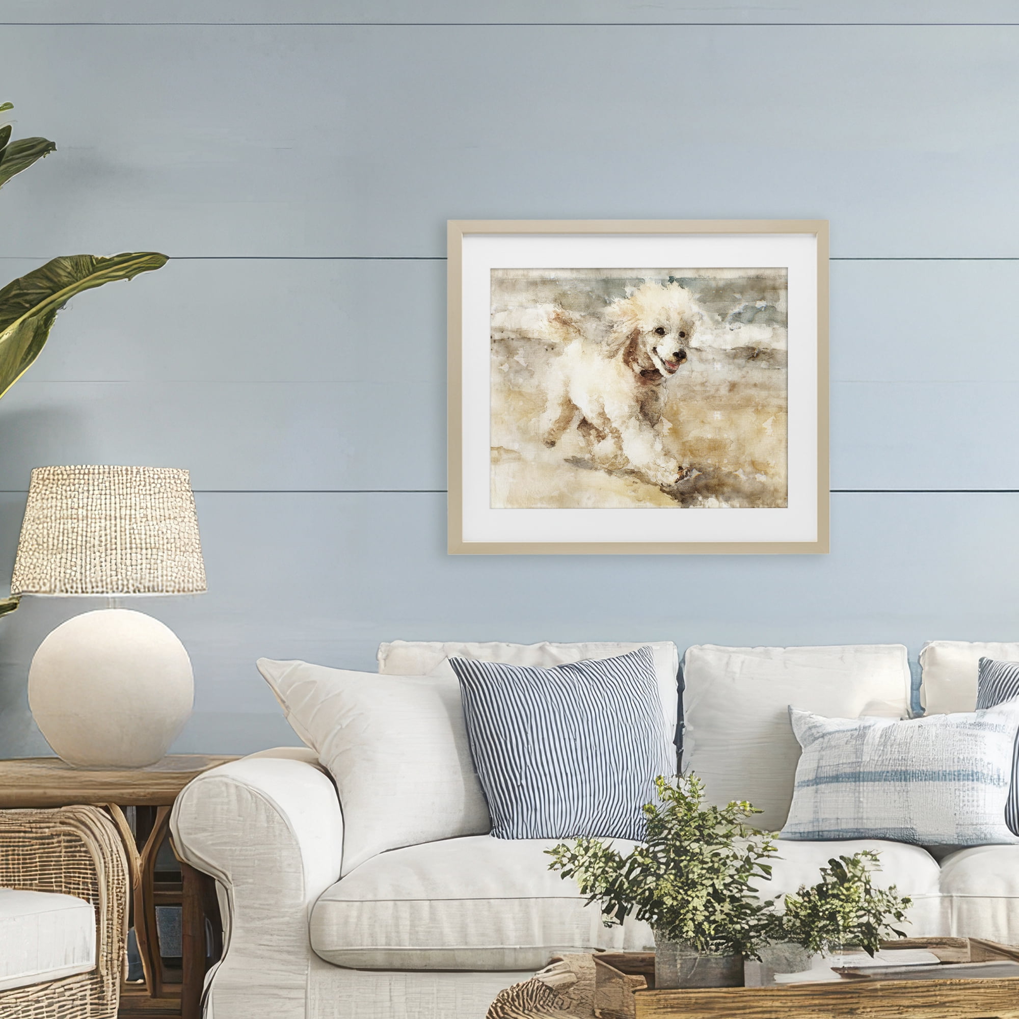 Stupell Industries Coastal Breeze & Poodle Birch Framed Print Under Glass, design by Svetlana Aleynikova
