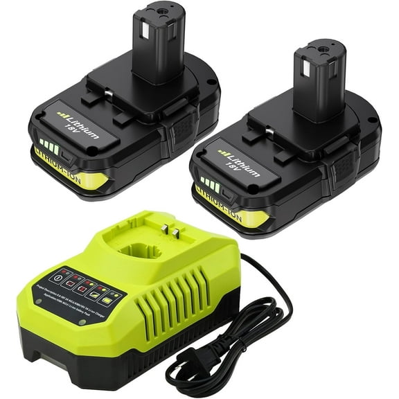 2-Pack Upgraded 3.6Ah Replacement for Ryobi 18V Battery and Charger Combo Compatible with Ryobi 18V ONE  Battery P108 P102 P103 P104 P105 P107 P109 P122 Cordless Power Tools & Charger P117 P118
