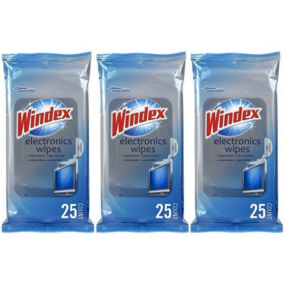 Windex Electronics Screen Wipes for Computers, Phones, Televisions and More, 25 count - Pack of 3 (75 Total Wipes)