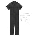 thumbnail image 5 of MSemis Men’s Coveralls Short Sleeve Mechanic Uniforms Work Overalls Jumpsuits with Removable Belt Black S, 5 of 7
