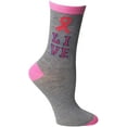 thumbnail image 3 of 60 Pairs of Pink Ribbon Breast Cancer Awareness Ankle/Crew Socks for Women (Assorted Live), 3 of 7