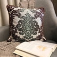 thumbnail image 4 of Decorative Brown & Green 26"x26" (65x65 cm) Euro Shams, Velvet Victorian & Beaded Euro Shams For Sofa, Damask Pattern Modern Style - Jade Damask, 4 of 11