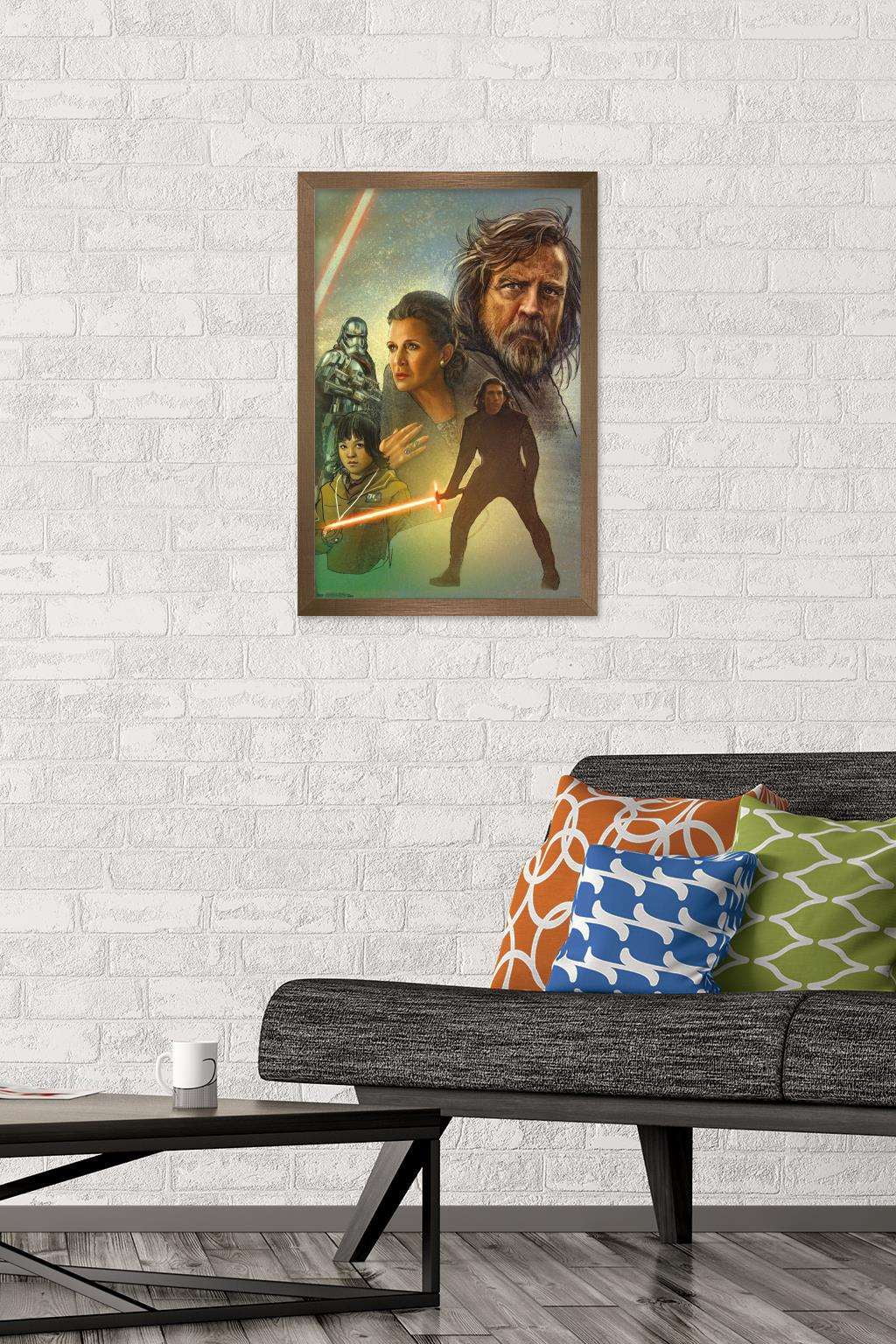Star Wars: The Last Jedi - Celebration Mural Wall Poster, 14.725" x 22.375", Framed