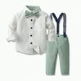 thumbnail image 2 of Karoyedx Toddler Christmas Outfit Toddler Boy Clothes Suit Gentleman Wedding Outfits Formal Dress Shirt+Bowtie+Vest+Pants Green Size,5-6 Years, 2 of 5