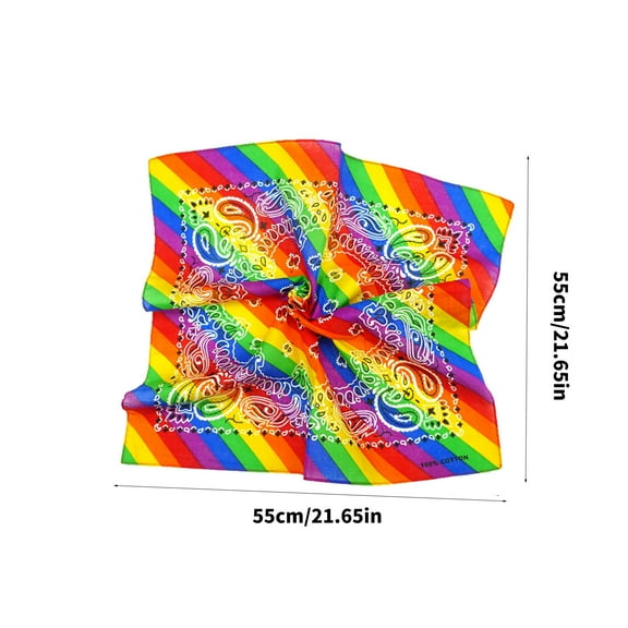 UNTERING Kerchief Rainbow Stripes Floral Women Pocket Square Scarf Headband Bandana Hip-Hop Wristband Neck Tie