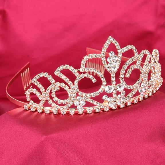 WHAMVOX Golden Crystal Rhinestone Bridal Crown Headband Alloy Tiara for Wedding and Special Occasions