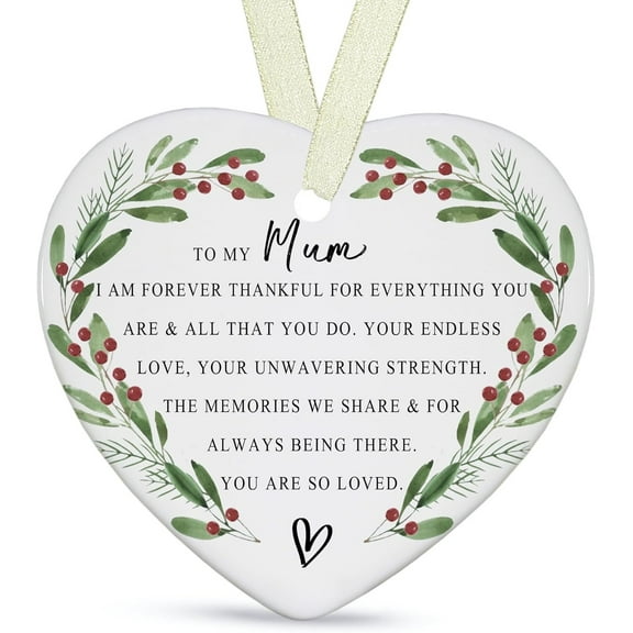 Mom Ornament 2025 Ceramic Holiday Keepsake Gift from Son or Daughter Elegant Christmas Decoration