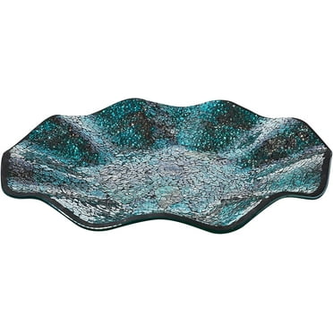WHOLE HOUSEWARES | Flower Plate, Blue Multi 13.8” D X 1.8” H. Serving Trays