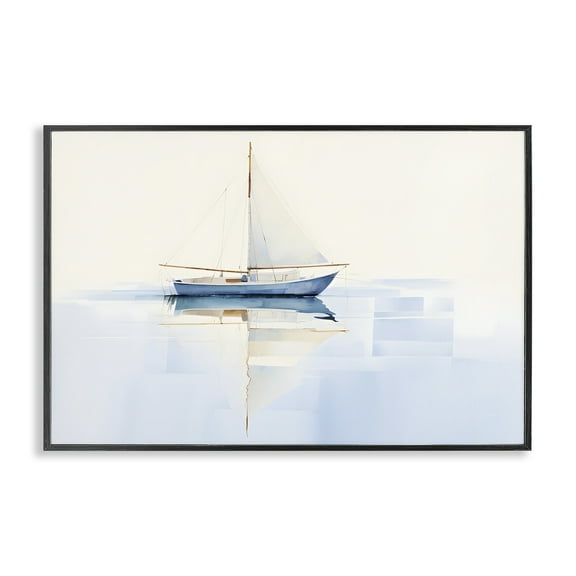 Stupell Industries Reflective Sails View Nautical & Beach Painting Black Framed Art Print Wall Art, 18 x 12
