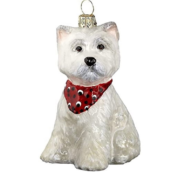 West Highland Terrier Westie Puppy Bandana Dog Polish Glass Christmas Ornament