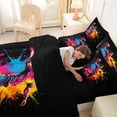 thumbnail image 4 of Castle Fairy Sport Handball Gamer King Bedding 7pcs, Colorful Graffiti Splash King Bed in a Bag, Black Pink Orange,Black Reversible, 4 of 7